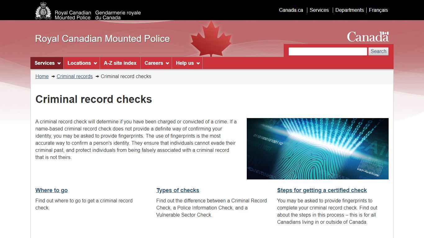 Criminal record checks | Royal Canadian Mounted Police