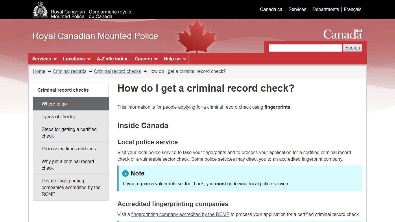 How do I get a criminal record check? - Royal Canadian Mounted Police